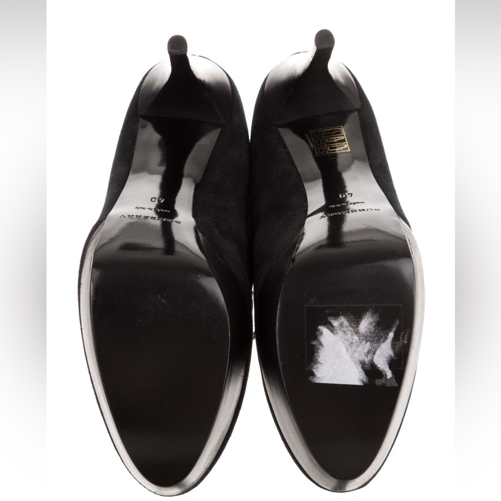 NEW BURBERRY PRORSUM Black suede leather laceup shearling heel booties EU 40 - Picture 5 of 16